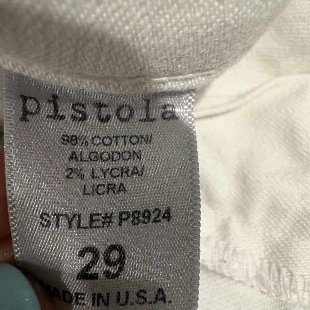 ♾️White Distressed Jeans Sz 29 Raw Hem Slim Straight Pistola♾️ - Picture 9 of 12